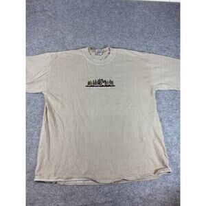 Vintage 90s North Woods Wisconsin Embroidered T Shirt Mens XL Gray Streetwear